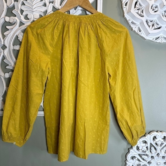 Madewell Peasant Style Button Down Mustard Smocked Long Sleeve - Picture 6 of 8